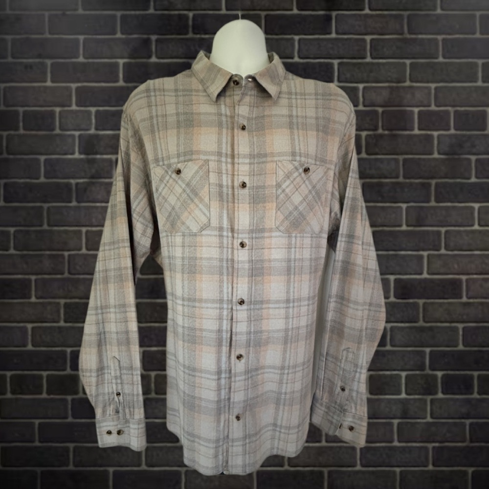 Travis Mathew Men's XXL Long Sleeve Plaid Button-Up Flannel Shirt Soft Cotton